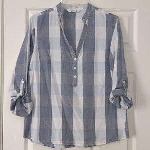 Riders by Lee Ladies 100% Cotton Blue White Shirt Top Size M